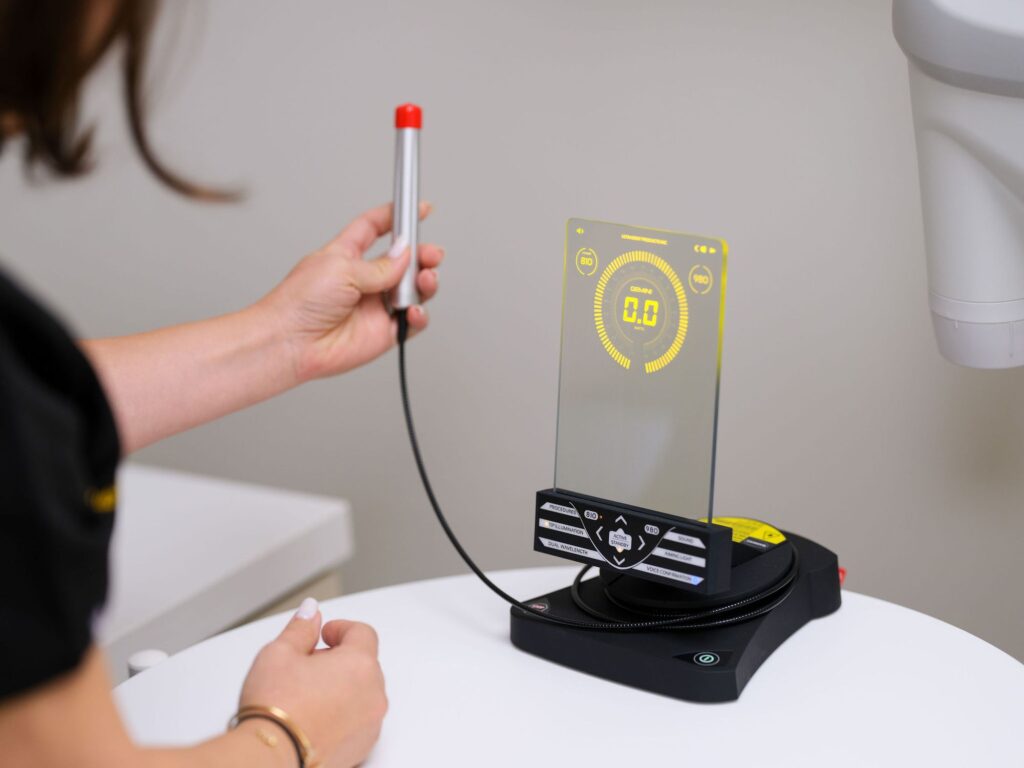 Dental laser cleaning device in use